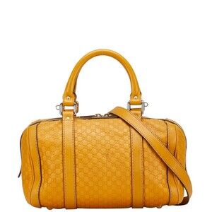 Gucci Guccissima Boston Shoulder Bag Brown Yellow Leather